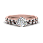 Load image into Gallery viewer, french-pave-round-petite-black-diamond-wedding-ring-set-in-FD9918ROGBLACKANGLE3-NL-RG-B1

