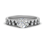 Load image into Gallery viewer, french-pave-round-petite-black-diamond-wedding-ring-set-in-FD9918ROGBLACKANGLE3-NL-WG-B1
