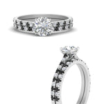Load image into Gallery viewer, french-pave-round-petite-black-diamond-wedding-ring-set-in-FD9918ROGBLACKANGLE3-NL-WG-B1
