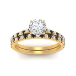 Load image into Gallery viewer, french-pave-round-petite-black-diamond-wedding-ring-set-in-FD9918ROGBLACKANGLE3-NL-YG-B1
