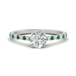 Load image into Gallery viewer, u-prong-thin-round-cut-diamond-engagement-ring-with-emerald-in-FD9154RFANCYI-NL-WG-1
