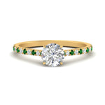 Load image into Gallery viewer, french-pave-round-petite-emerald-engagement-ring-in-FD9918RORGEMGRANGLE3-NL-YG
