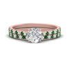 Load image into Gallery viewer, french-pave-round-petite-emerald-wedding-ring-set-in-FD9918ROGEMGRANGLE3-NL-RG-B1