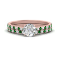 Thumbnail 73 - french-pave-round-petite-emerald-wedding-ring-set-in-FD9918ROGEMGRANGLE3-NL-RG-B1