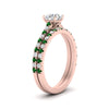 Load image into Gallery viewer, french-pave-round-petite-emerald-wedding-ring-set-in-FD9918ROGEMGRANGLE3-NL-RG-B1
