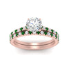 Load image into Gallery viewer, french-pave-round-petite-emerald-wedding-ring-set-in-FD9918ROGEMGRANGLE3-NL-RG-B1