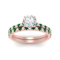 Thumbnail 74 - french-pave-round-petite-emerald-wedding-ring-set-in-FD9918ROGEMGRANGLE3-NL-RG-B1