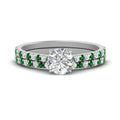 Thumbnail 18 - french-pave-round-petite-emerald-wedding-ring-set-in-FD9918ROGEMGRANGLE3-NL-WG-B1