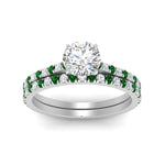 Load image into Gallery viewer, french-pave-round-petite-emerald-wedding-ring-set-in-FD9918ROGEMGRANGLE3-NL-WG-B1
