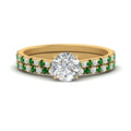 Thumbnail 45 - french-pave-round-petite-emerald-wedding-ring-set-in-FD9918ROGEMGRANGLE3-NL-YG-B1
