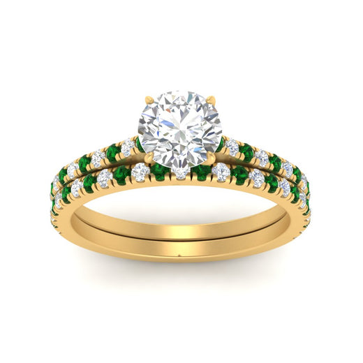 french-pave-round-petite-emerald-wedding-ring-set-in-FD9918ROGEMGRANGLE3-NL-YG-B1