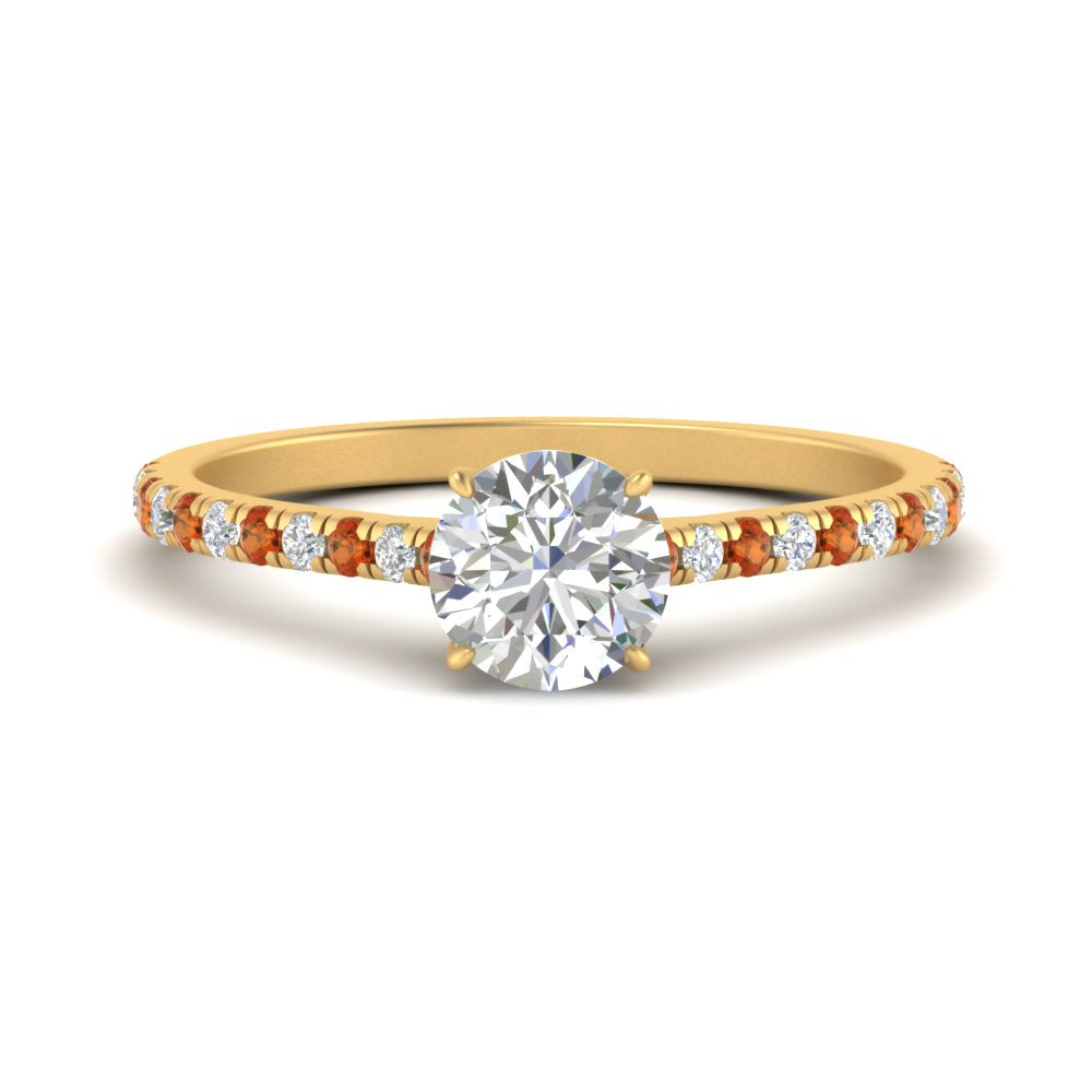 french-pave-round-petite-orange-sapphire-engagement-ring-in-FD9918RORGSAORANGLE3-NL-YG