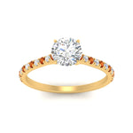 Load image into Gallery viewer, french-pave-round-petite-orange-sapphire-engagement-ring-in-FD9918RORGSAORANGLE3-NL-YG
