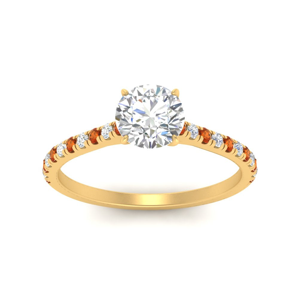 french-pave-round-petite-orange-sapphire-engagement-ring-in-FD9918RORGSAORANGLE3-NL-YG