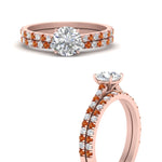 Load image into Gallery viewer, french-pave-round-petite-orange-sapphire-wedding-ring-set-in-FD9918ROGSAORANGLE3-NL-RG-B1
