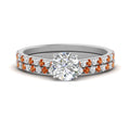 Thumbnail 14 - french-pave-round-petite-orange-sapphire-wedding-ring-set-in-FD9918ROGSAORANGLE3-NL-WG-B1