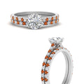 Thumbnail 13 - french-pave-round-petite-orange-sapphire-wedding-ring-set-in-FD9918ROGSAORANGLE3-NL-WG-B1