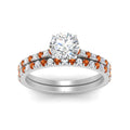 Thumbnail 15 - french-pave-round-petite-orange-sapphire-wedding-ring-set-in-FD9918ROGSAORANGLE3-NL-WG-B1