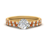 Load image into Gallery viewer, french-pave-round-petite-orange-sapphire-wedding-ring-set-in-FD9918ROGSAORANGLE3-NL-YG-B1
