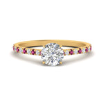 Load image into Gallery viewer, french-pave-round-petite-pink-sapphire-engagement-ring-in-FD9918RORGSADRPIANGLE3-NL-YG
