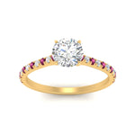 Load image into Gallery viewer, french-pave-round-petite-pink-sapphire-engagement-ring-in-FD9918RORGSADRPIANGLE3-NL-YG
