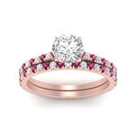 Load image into Gallery viewer, french-pave-round-petite-pink-sapphire-wedding-ring-set-in-FD9918ROGSADRPIANGLE3-NL-RG-B1
