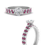 Load image into Gallery viewer, french-pave-round-petite-pink-sapphire-wedding-ring-set-in-FD9918ROGSADRPIANGLE3-NL-WG-B1
