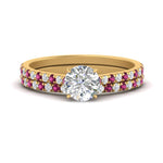 Load image into Gallery viewer, french-pave-round-petite-pink-sapphire-wedding-ring-set-in-FD9918ROGSADRPIANGLE3-NL-YG-B1

