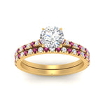 Load image into Gallery viewer, french-pave-round-petite-pink-sapphire-wedding-ring-set-in-FD9918ROGSADRPIANGLE3-NL-YG-B1
