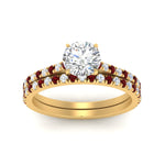 Load image into Gallery viewer, french-pave-round-petite-ruby-wedding-ring-set-in-FD9918ROGRUDRANGLE3-NL-YG-B1
