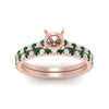 Load image into Gallery viewer, french-pave-semi-mount-petite-emerald-wedding-ring-set-in-FD9918SMGEMGRANGLE3-NL-RG-B1