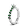 Load image into Gallery viewer, french-pave-semi-mount-petite-emerald-wedding-ring-set-in-FD9918SMGEMGRANGLE3-NL-WG-B1