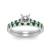 Load image into Gallery viewer, french-pave-semi-mount-petite-emerald-wedding-ring-set-in-FD9918SMGEMGRANGLE3-NL-WG-B1