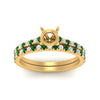 Load image into Gallery viewer, french-pave-semi-mount-petite-emerald-wedding-ring-set-in-FD9918SMGEMGRANGLE3-NL-YG-B1