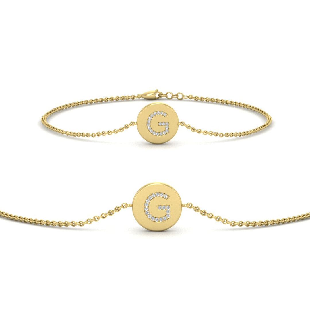 Alphabet disc diamond bracelet