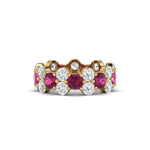 Load image into Gallery viewer, garland-diamond-eternity-ring-with-pink-sapphire-in-yellow-gold-FD11122BGSADRPI-NL-YG.jpg

