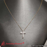 Load image into Gallery viewer, geometric-baguette-diamond-cross-necklace-in-14k-yellow-gold-FDPD10798
