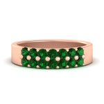 Load image into Gallery viewer, gold-double-rows-0.75-ct-emerald-wedding-ring-in-rose-gold-FD11382BGEMGR-0.75CT-NL-RG