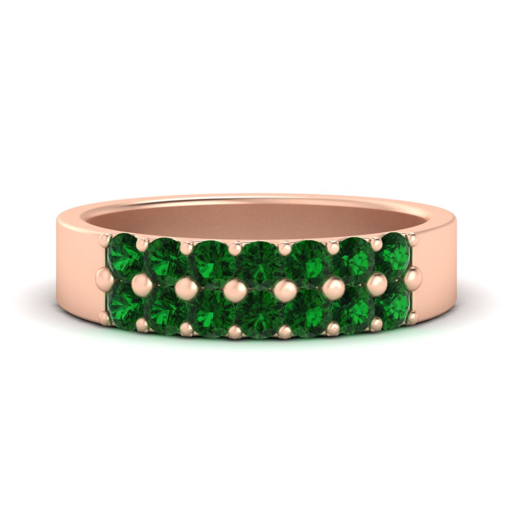 gold-double-rows-0.75-ct-emerald-wedding-ring-in-rose-gold-FD11382BGEMGR-0.75CT-NL-RG