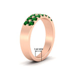 Load image into Gallery viewer, gold-double-rows-0.75-ct-emerald-wedding-ring-in-rose-gold-FD11382BGEMGRANGLE2-0.75CT-NL-RG-HW