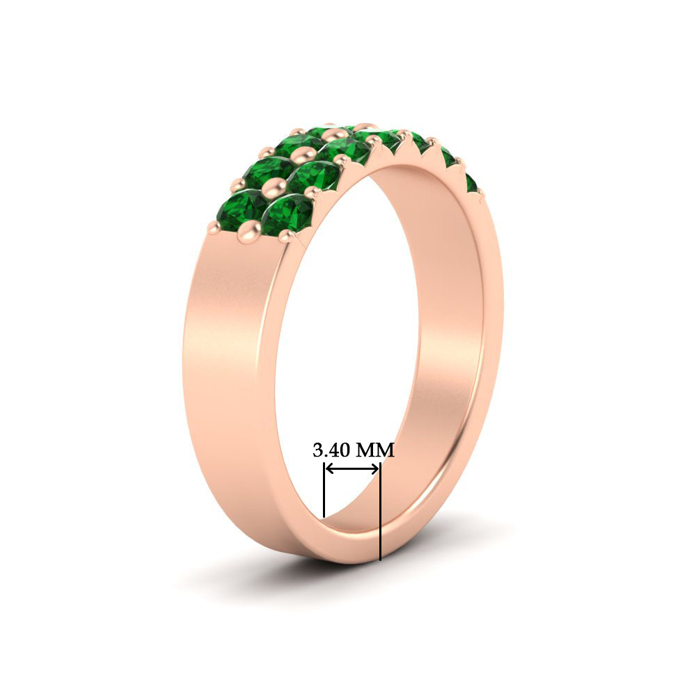 gold-double-rows-0.75-ct-emerald-wedding-ring-in-rose-gold-FD11382BGEMGRANGLE2-0.75CT-NL-RG-HW