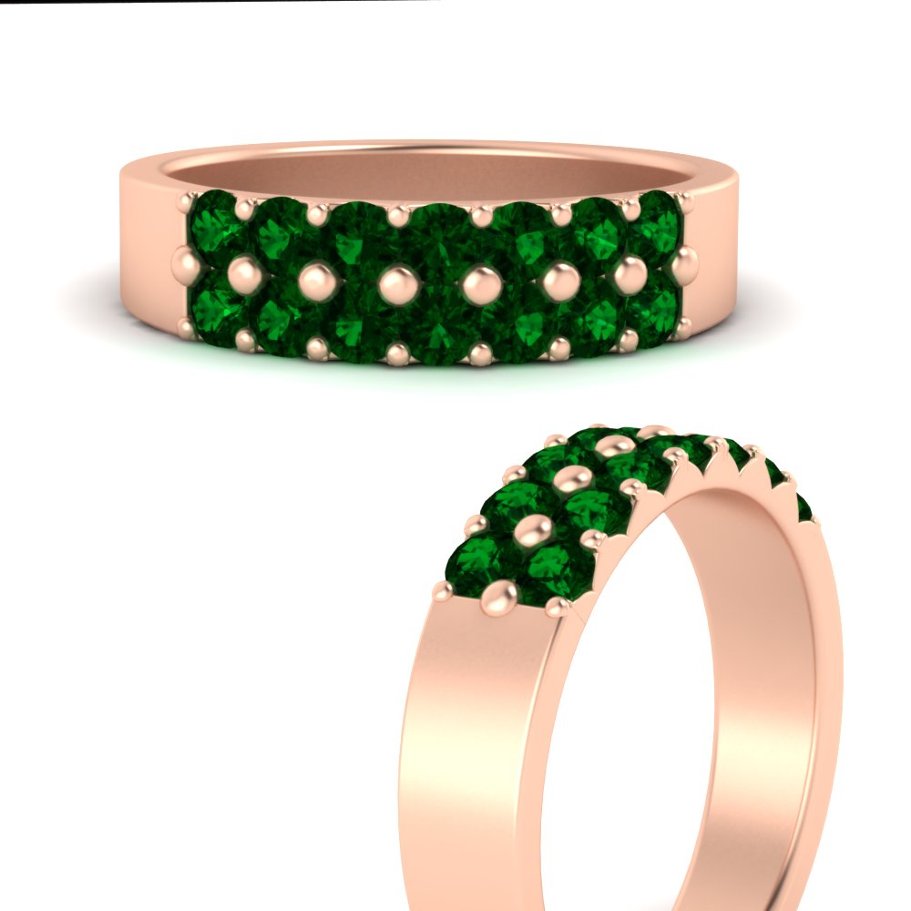 gold-double-rows-0.75-ct-emerald-wedding-ring-in-rose-gold-FD11382BGEMGRANGLE3-0.75CT-NL-RG