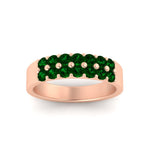 Load image into Gallery viewer, gold-double-rows-0.75-ct-emerald-wedding-ring-in-rose-gold-FD11382BGEMGRANGLE5-0.75CT-NL-RG