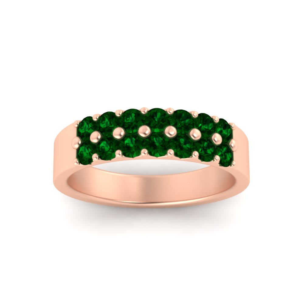 gold-double-rows-0.75-ct-emerald-wedding-ring-in-rose-gold-FD11382BGEMGRANGLE5-0.75CT-NL-RG