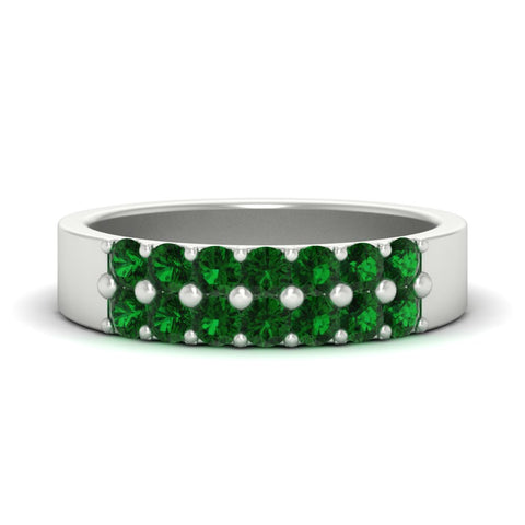 gold-double-rows-0.75-ct-emerald-wedding-ring-in-white-gold-FD11382BGEMGR-0.75CT-NL-WG