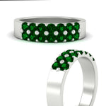 Load image into Gallery viewer, gold-double-rows-0.75-ct-emerald-wedding-ring-in-white-gold-FD11382BGEMGRANGLE3-0.75CT-NL-WG