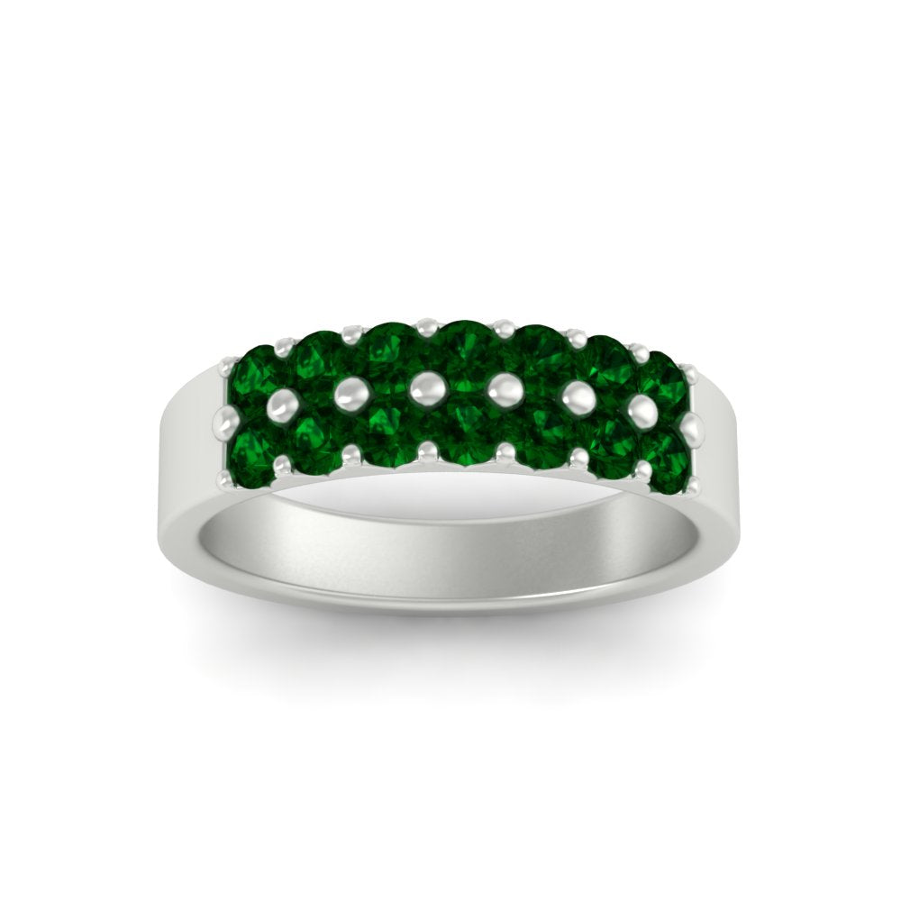 gold-double-rows-0.75-ct-emerald-wedding-ring-in-white-gold-FD11382BGEMGRANGLE5-0.75CT-NL-WG