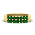 Load image into Gallery viewer, gold-double-rows-0.75-ct-emerald-wedding-ring-in-yellow-gold-FD11382BGEMGR-0.75CT-NL-YG
