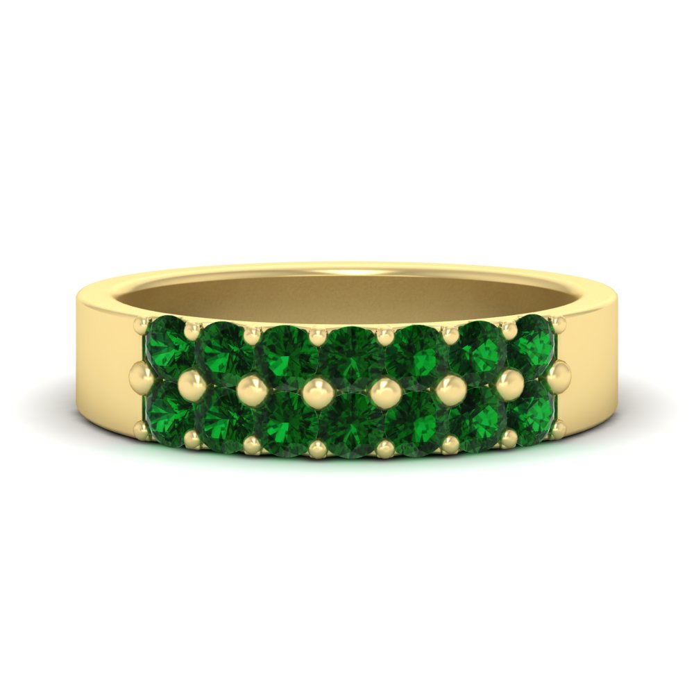 gold-double-rows-0.75-ct-emerald-wedding-ring-in-yellow-gold-FD11382BGEMGR-0.75CT-NL-YG