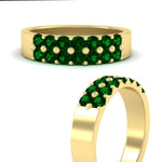 Load image into Gallery viewer, gold-double-rows-0.75-ct-emerald-wedding-ring-in-yellow-gold-FD11382BGEMGRANGLE3-0.75CT-NL-YG